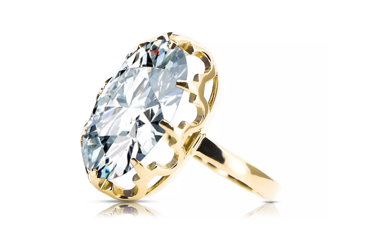 Циркон 14-кв Желтое золото Кольцо Винтаж стиль vrc253y